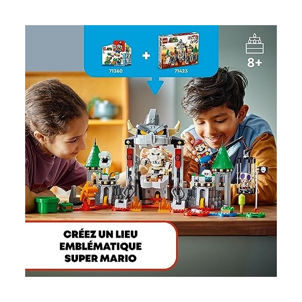 LEGO 71423 Super Mario Ensemble d’Extension Bataille au Château de Bowser Skelet, avec 5 Personnages Dont Le Crapaud Violet e