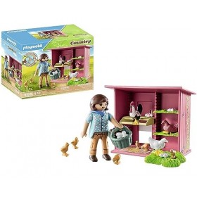 Playmobil 71308 Agricultrice et poulailler, fabriqué avec Plus de 80% de matériaux recyclés ou biosourcés en Moyenne, Gamme C