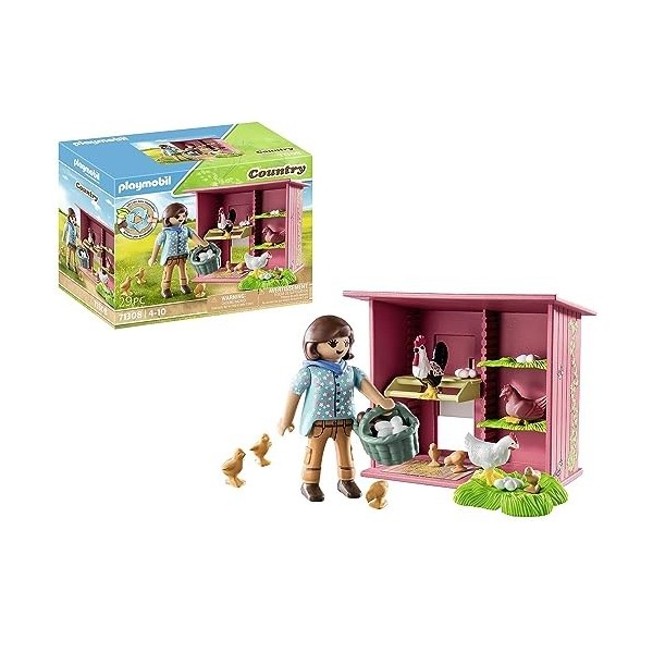 Playmobil 71308 Agricultrice et poulailler, fabriqué avec Plus de 80% de matériaux recyclés ou biosourcés en Moyenne, Gamme C