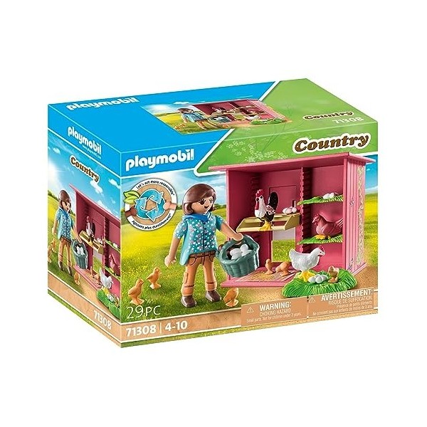 Playmobil 71308 Agricultrice et poulailler, fabriqué avec Plus de 80% de matériaux recyclés ou biosourcés en Moyenne, Gamme C