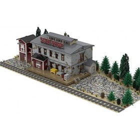 BUKISA Blocs de Construction de scène de Table de Sable de Train, Jouet de Construction de Construction ferroviaire de Magasi