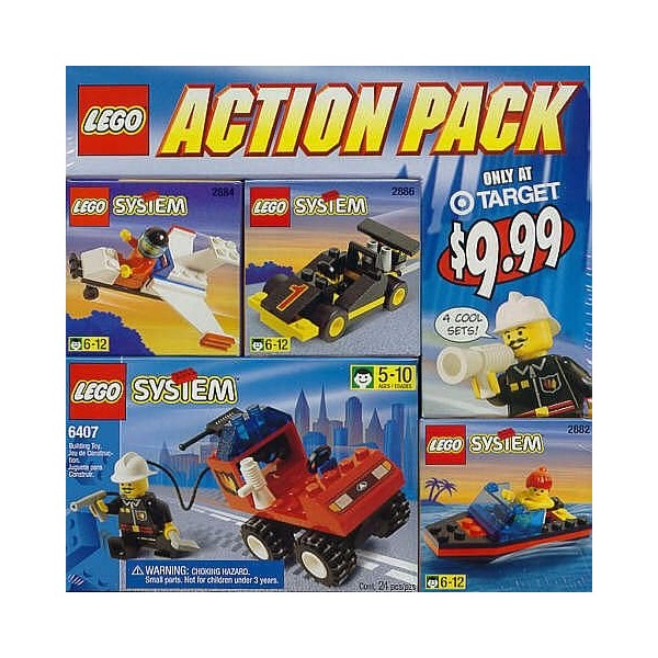 LEGO 78579 Action Pack Special pack of sets 6407 Fire Chief, 2884 Microlight, 2886 Formula 1 Car and 2882 Motorboat 