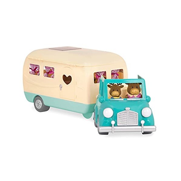 Lil Woodzeez 6486Z Ensemble Jouet Camping-Car Bleu - 40 pièces Comprenant un Van Transformable & Accessoires - Figurines non