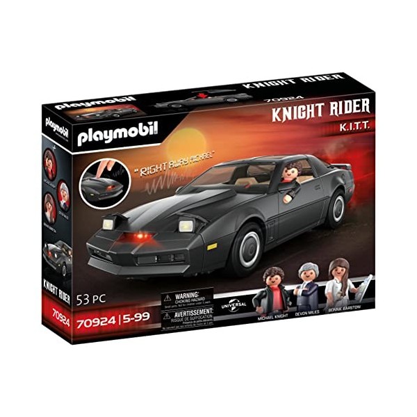 Playmobil 70924 Knight Rider - K 2000- Movie Cars - Voiture emblématique de la série - avec Personnages Michael Knight, Devon