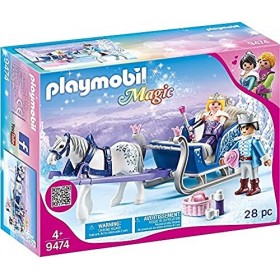 Playmobil 9474 Couple Royal et calèche - Comprend Un Cheval Royal et Un traineau de Cristal - Magic- féérique Princesse
