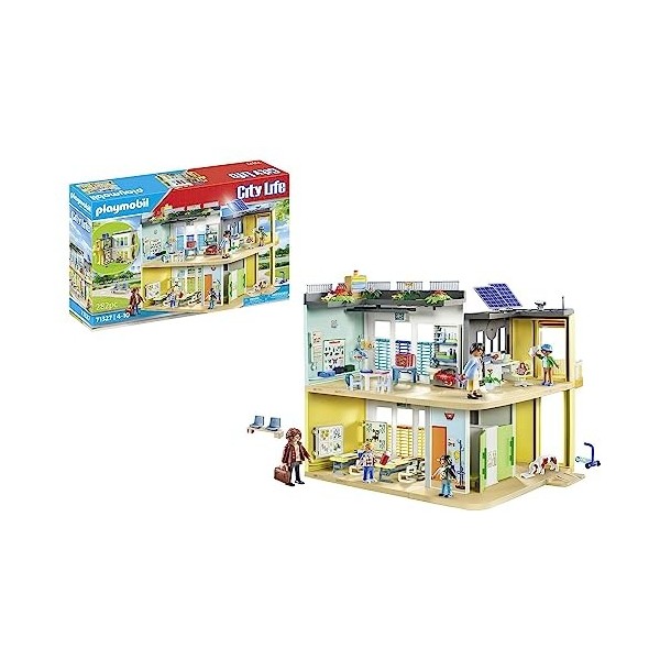 Playmobil City Life 71327 Ecole aménagée, Comprenant Un étage et Un Jardin sur Le Toit, Un Ascenseur Permet daccéder Facilem