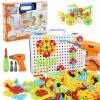 LEADSTAR Jeu Mosaique Enfant, 237 Pcs 3D Jeu de Construction, Perceuse Electrique Magique, Educatif Cadeau Montessori 3 Ans