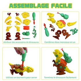 GOLDGE 6PCS Démontage Dinosaure Enfant Jouet avec Jeu Perceuse Électrique, Bricolage Jeux Construction Dinosaures, Jeux Dinos