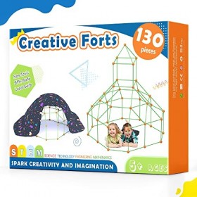 130 Pcs Kit de Construction de Fort pour Enfants-Jouet Fort créatif pour garçon et Fille de 5,6,7,8 Ans-Jouets de Constructio