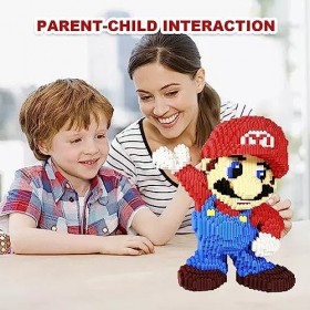 Rouge Micro blocs de construction, blocs de construction en diamant, construction de dinosaures de dessin animé classiques, b