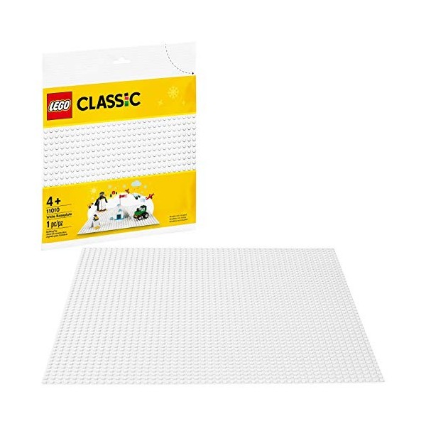 LEGO 11010 Classic La Plaque de Base Blanche, 32x32, Jeu de Construction, Collection, Paysage Neige, Hiver, Construire et Exp