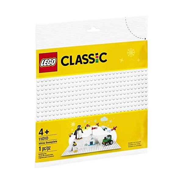 LEGO 11010 Classic La Plaque de Base Blanche, 32x32, Jeu de Construction, Collection, Paysage Neige, Hiver, Construire et Exp