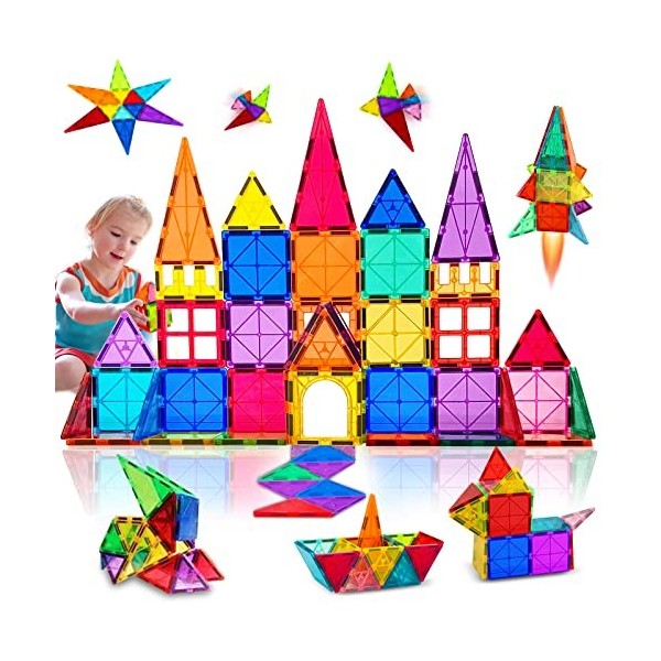 MOOKCUY Blocs Construction Magnétiques pour Enfants de 3 à 8 Ans,Jeux de Construction Educatif Jeux Enfant Cadeau danniversa