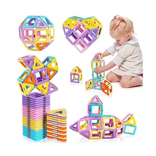 OSDUE Construction Magnétiques Enfants, 40 Pièces Jeu Bloc de Construction Magnétique, Blocs Jeux de Construction Créatif Édu