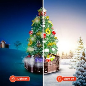 Mould King 10090 Construction pour Arbre de Noël, modèle de boîte à Musique de Noël avec lumière LED, Cadeaux de Noël, Jouets