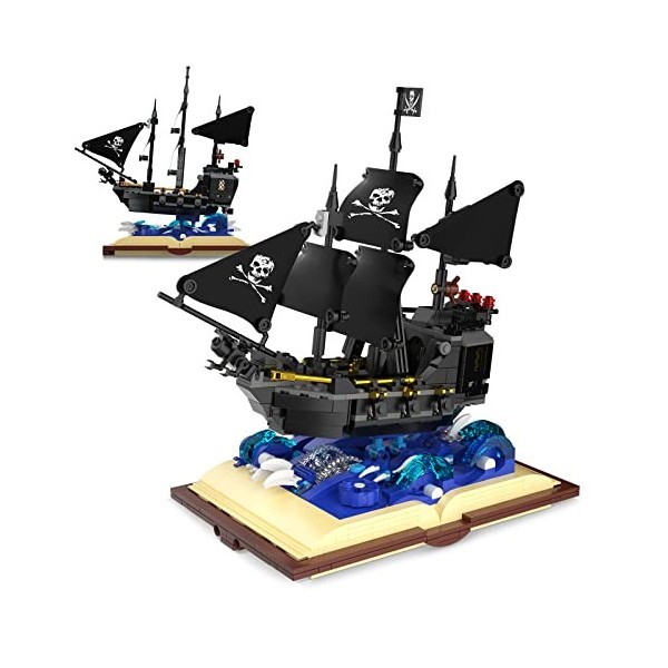 QLT QIAOLETONG Ideas Set 13019 Livre magique Bateau pirate Black Hawk Blocs de construction Ideas Jouet de construction pour 