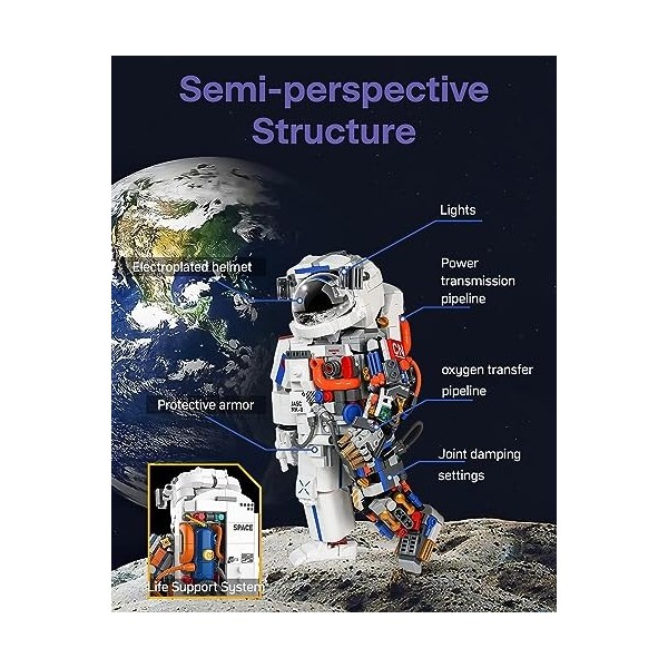 PRANITE Jouet de Construction Spatial Astronaute - 900 pièces, Blocs créatifs pour Astronautes de lespace, Idée Cadeau de dé