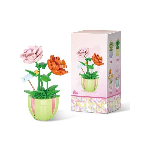 Bouquet De Fleurs Artificielles En Blocs De Construction - Kit DIY 547 Pièces Pour Adultes Et Enfants