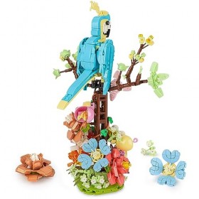 QLT Blocs de construction pour fleurs et perroquets - Compatible avec la décoration florale Lego - Cadeau pour adultes et fil