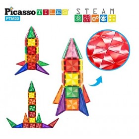 PicassoTiles 30 pièces Blocs de Construction magnétiques Mini série de Diamants Taille de Voyage Aimant sur Le Pouce Ensemble