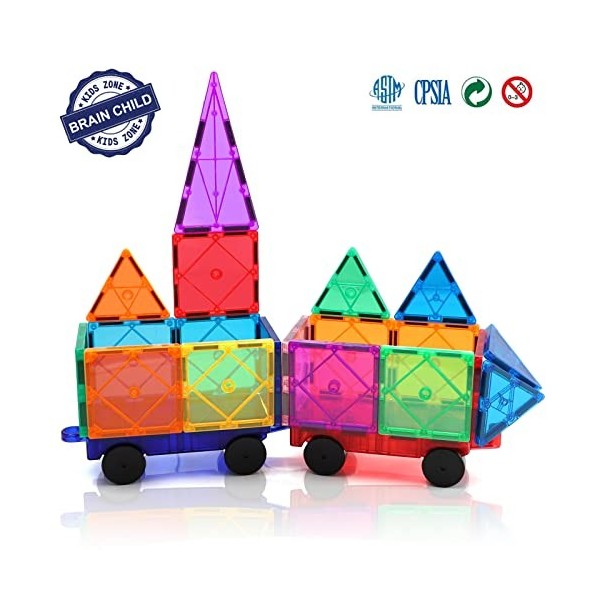 wooant Lot de 2 Blocs de Construction magnétiques pour Voiture, Jouets pour Filles de 3 4 5 6 7 8 Ans et Plus, ajouts magnéti