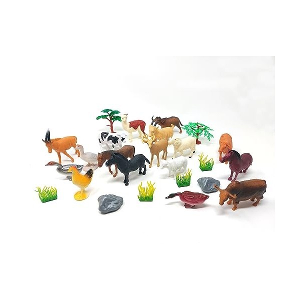 Brigamo Lot de 17 figurines danimaux de la ferme