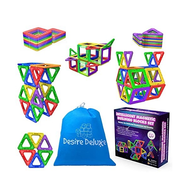 Desire Deluxe Lot de 30 blocs de construction magnétiques pour enfants - Blocs éducatifs STEM pour garçons et filles âgés de 