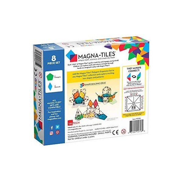 Magna-Tiles® Polygons Expansion Set, The Original Magnetic Building Tiles for Creative Open-Ended Play, Jouets éducatifs pour