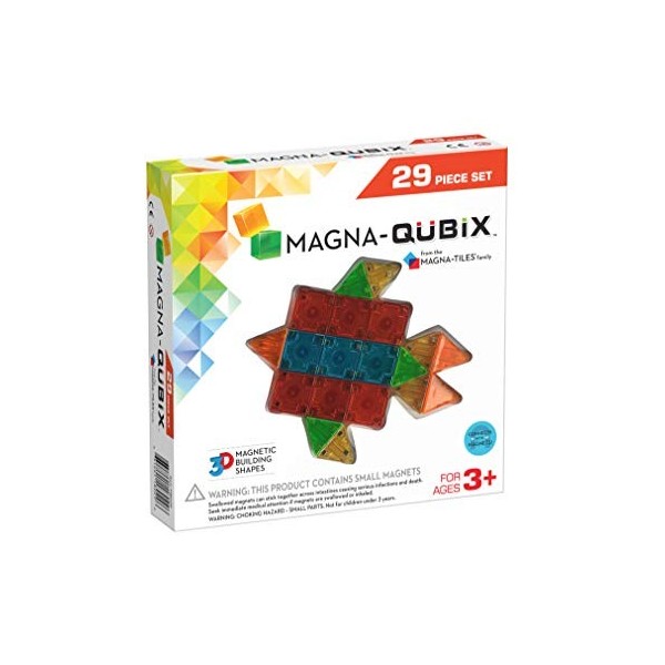 Magna-Qubix Lot de 29 Blocs magnétiques Originaux pour Loisirs créatifs, Jouets éducatifs pour Enfants 3 Ans +
