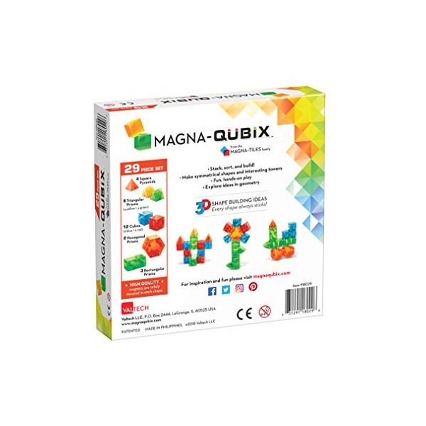 Magna-Qubix Lot de 29 Blocs magnétiques Originaux pour Loisirs créatifs, Jouets éducatifs pour Enfants 3 Ans +