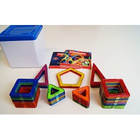Magformers 40-Piece Magnetic Construction Tiles Set With Storage Box. STEM Toy And Educational Resource For Teaching Maths In