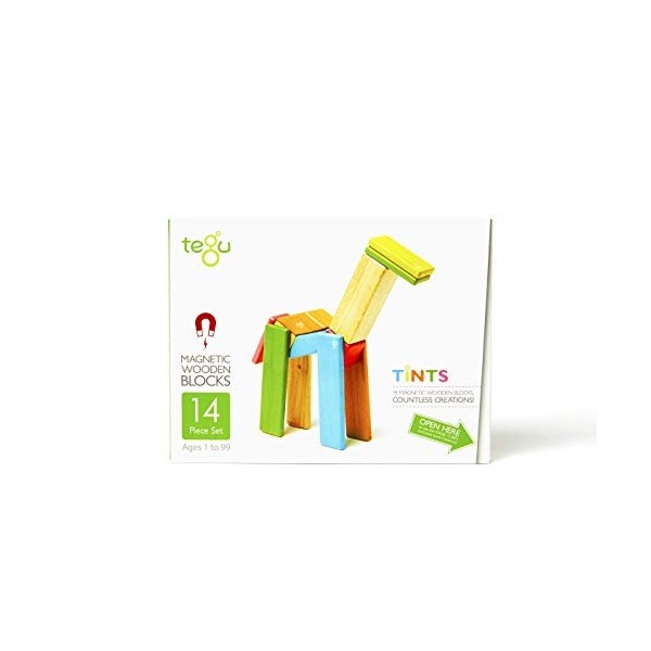 Tegu : Classics | Jeu de construction magnétique en bois | 14 pièces | À partir d1 an