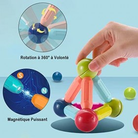 YADODO 42 Pièces Jeu de Construction Magnétique Montessori 3ans 4ans 5ans 6ans 7ans Bloc de Construction Magnetique Enfant Mo