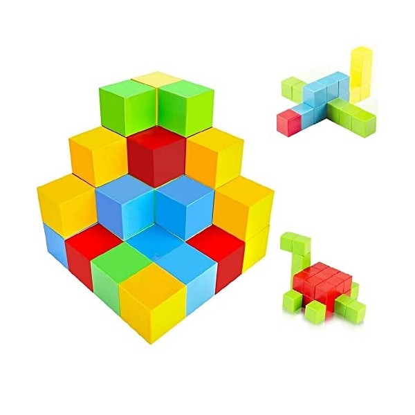 UiDor Blocs de construction magnétiques - Lot de 40 cubes magnétiques 3D pour garçons et filles - Carreaux magnétiques - Kit 