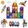 crystal toys,92 pièces de Construction Magnetique Enfant, Blocs Construction Magnétiques, Puzzle 3D 2D, Jouet Enfant 3+,Cadea