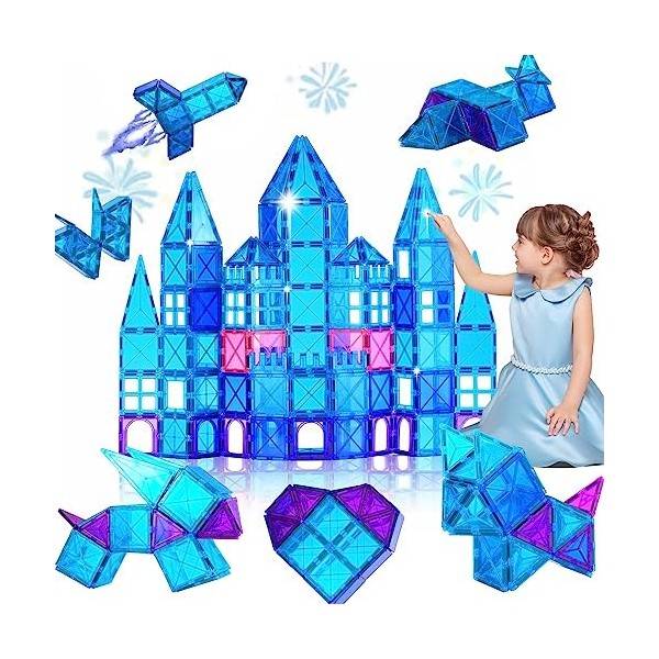 34PCS Construction Magnetique Enfant 3-6 ans Fille Garçon Bloc De Construction Magnétique Enfants Magnetic Tiles Jouet Jeux M