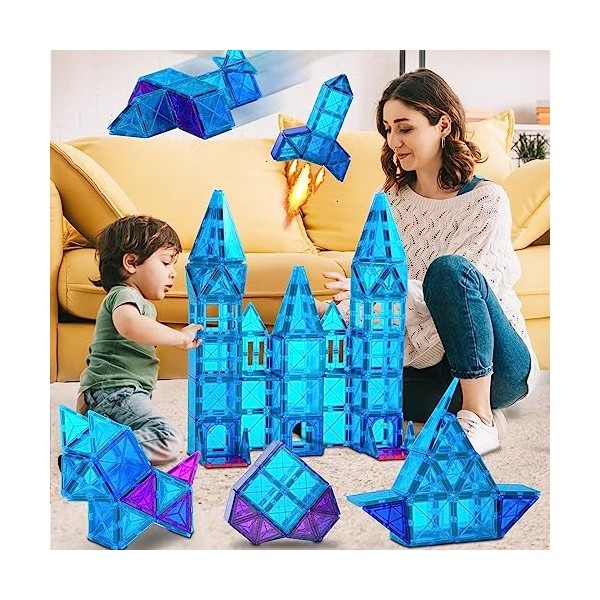 34PCS Construction Magnetique Enfant 3-6 ans Fille Garçon Bloc De Construction Magnétique Enfants Magnetic Tiles Jouet Jeux M