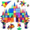 PicassoTiles Lot de 100 dalles de construction magnétiques transparentes en 3D - Blocs de construction magnétiques - Planches