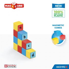 Geomag, Magicube Word Building Clips, Jeux Magnétiques pour Enfants dès 3 Ans, pour Apprendre lAnglais, Pack de 55 Pièces