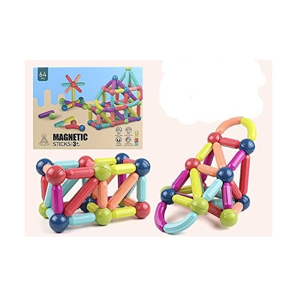 TSINGTAOIN Lot de 42 blocs de construction magnétiques - Boules et barres magnétiques Montessori - Jouet pour enfants - Pour 