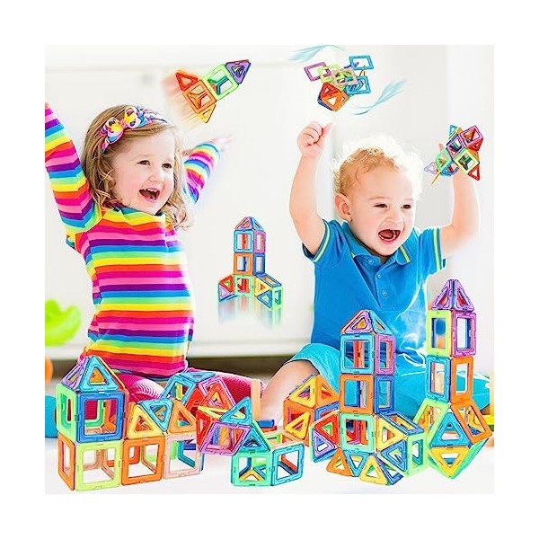 SUPRROW Lot de 38 blocs de construction magnétiques pour enfants à partir de 3, 4, 5, 6, 7, 8 ans, pour garçon, fille, jeu ma