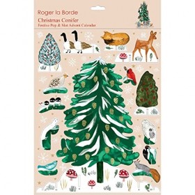 Roger la Borde Calendrier de lAvent 3D Pop & Slot avec motif conifères et animaux de la forêt