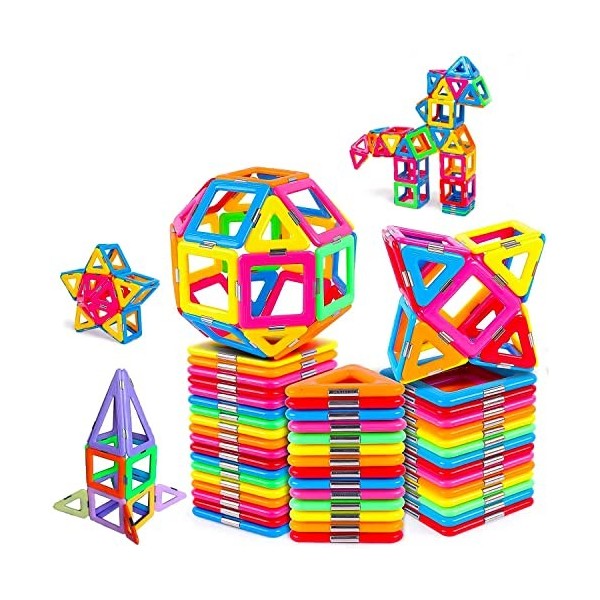 COOZi Lot de 40 blocs de construction magnétiques pour enfants Jouets de construction éducatifs pour enfants | Carreaux magné