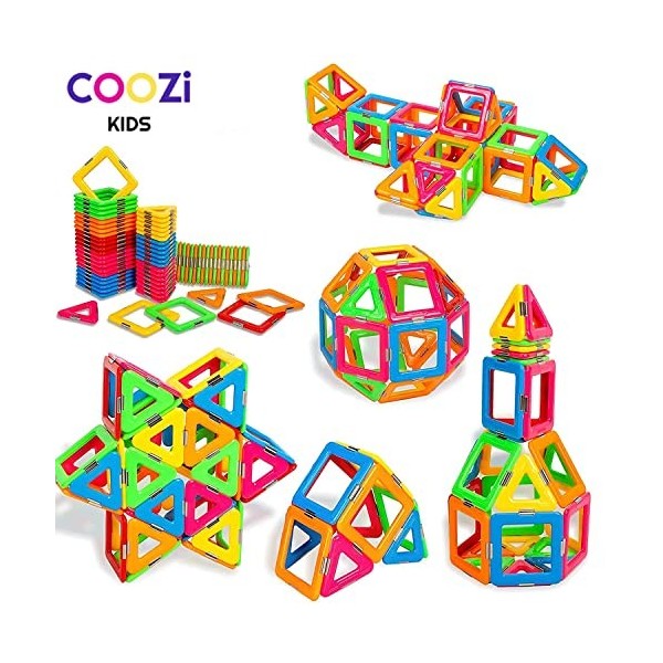 COOZi Lot de 40 blocs de construction magnétiques pour enfants Jouets de construction éducatifs pour enfants | Carreaux magné