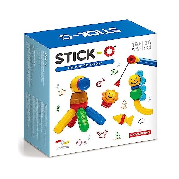 Stick-O Fishing Magnetic Building Blocks Set. Chunky Building Blocks for Younger Children. Easy to Hold and Build., Rainbow, 