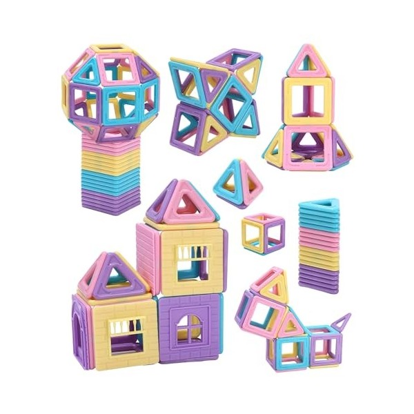 FAOKZE Lot de 50 blocs de construction magnétiques - Jouet - Blocs de construction magnétiques - Jeu magnétique pour enfants 