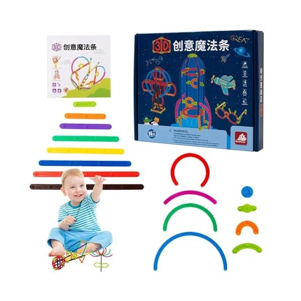 BELJE Jouets de connecteur préscolaires | Jouets éducatifs de Construction STEM adaptés aux | Jouets sensoriels en Tube de Tu