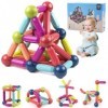 DoeDoefong Construction Magnétique Blocs Jouet, 64 pièces Jeu de Construction Magnétique pour Garçons et Filles -3D Jouets Ma