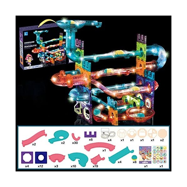 Jokooan Construction Magnétiques Enfant, 111 pcs Jouets Magnétiques Jouets de Construction Éducatifs Ensemble de Blocs de Con