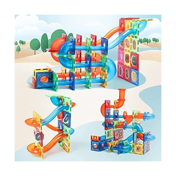 Jokooan Construction Magnétiques Enfant, 111 pcs Jouets Magnétiques Jouets de Construction Éducatifs Ensemble de Blocs de Con